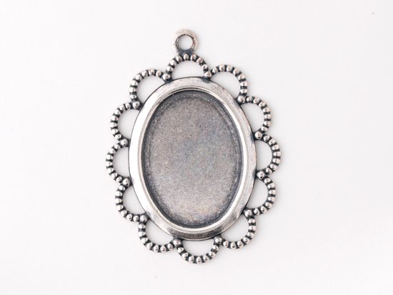 oval cabochon setting antique silver 18x13mm