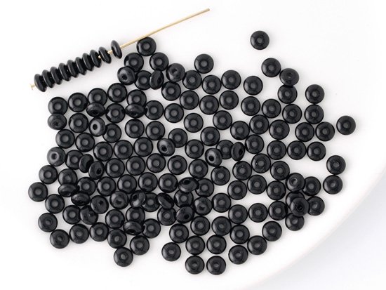 vintage black mini disk beads 5x2mm