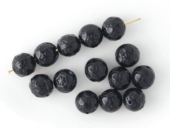 vintage black flowar carve beads 8mm