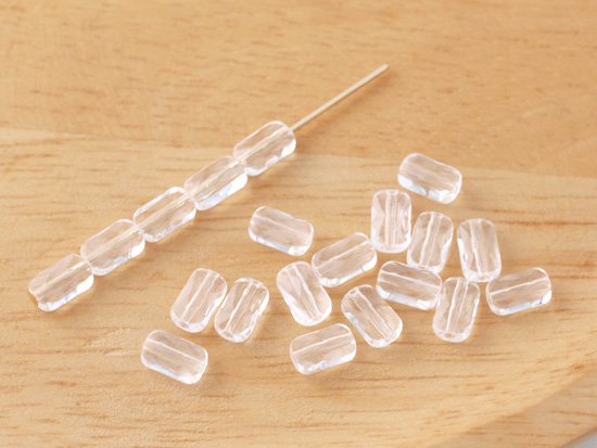 clear square cut beads 6.5x4mm