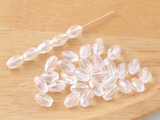 clear AB oval cut beads 6x4mm