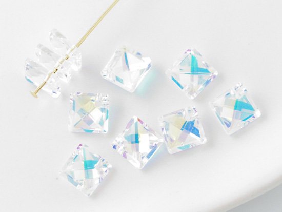 clear AB square cut pendant beads 11x4mm