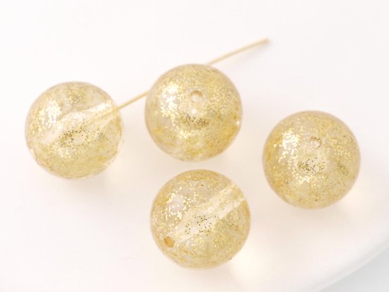 clear gold glitter round beads 15mm