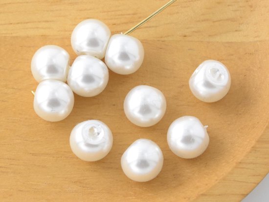 white pearl round drop beads 8mm