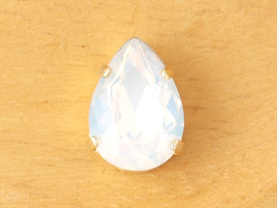 white opal tear glass gold setting 14x10mm