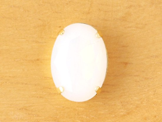 white opal oval glass gold setting 14x10mm