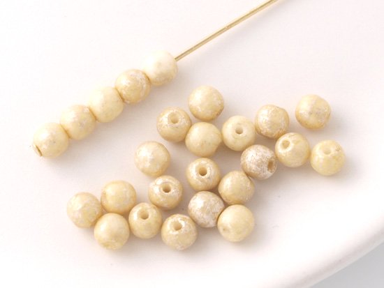 beige picasso round beads 4mm