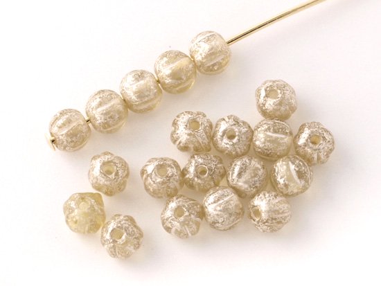 clear beige picasso melon beads 4mm