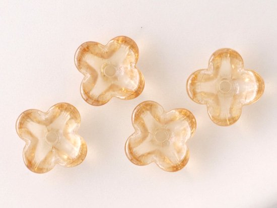 beige 4petal flower beads 9.5x4.5mm