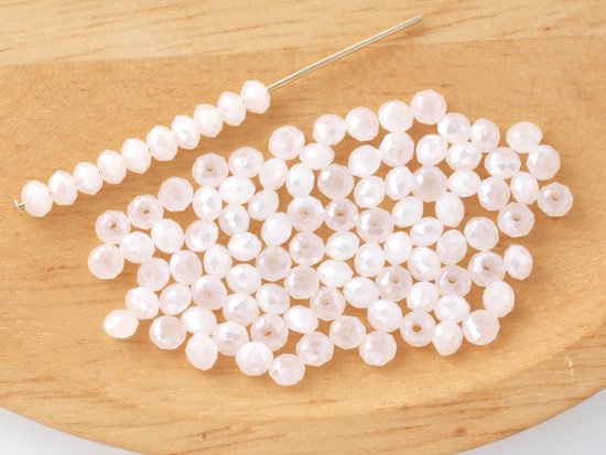 milky white facet rondell spacer beads 3mm