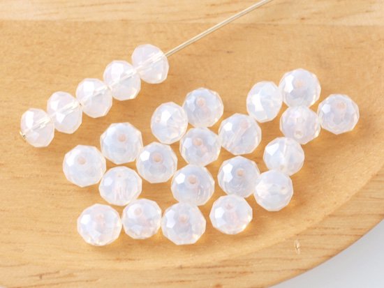 milky white facet rondell spacer beads 4.5x6mm
