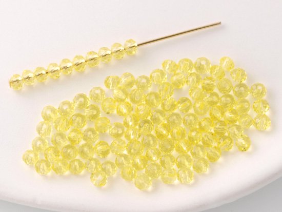 lemon yellow facet rondell spacer beads 3mm