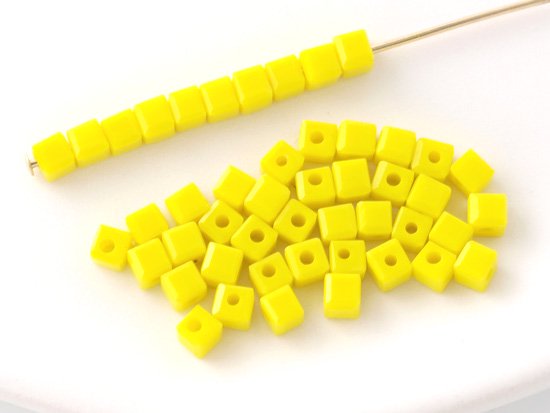 yellow square cut beads 3mm