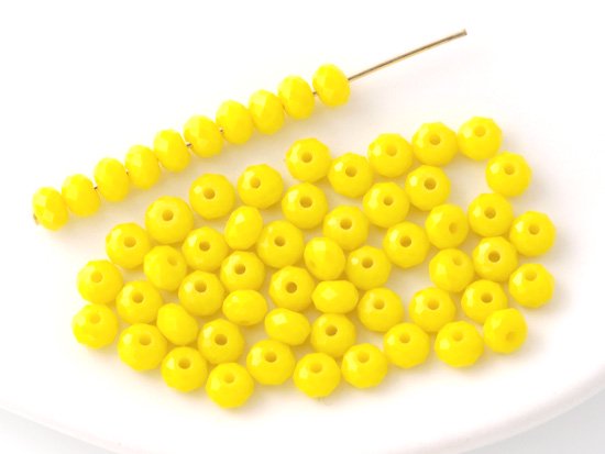 yellow facet rondell spacer beads 4mm