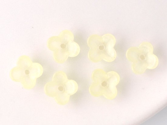 milky yellow 4petal flower beads 8x4mm