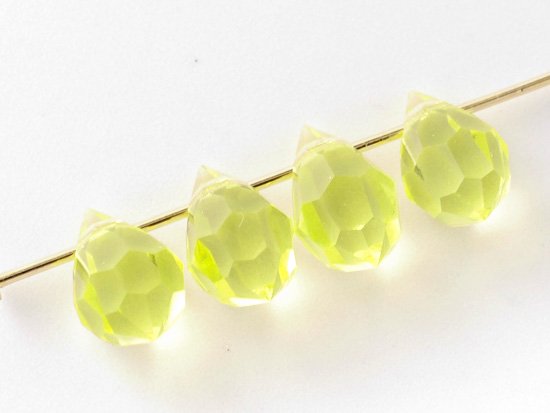 lemon yellow tear drop cut beads 10x6.5mm
