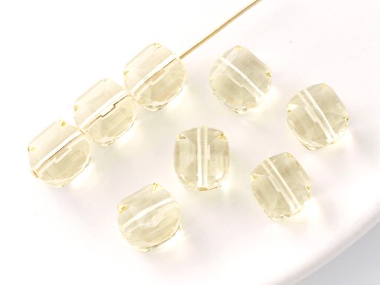 clear yellow cube beads 9mm
