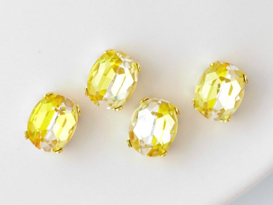yellow bi color oval glass with setting 10x8mm