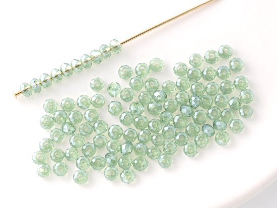 clear green facet rondell spacer beads 2mm