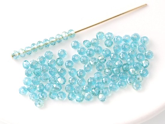 blue green facet rondell spacer beads 2mm