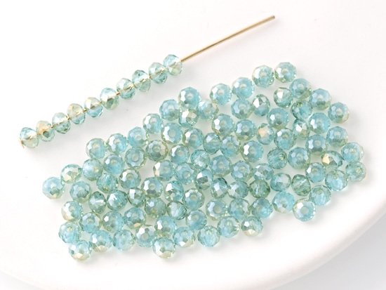 blue green shadow facet rondell spacer beads 3mm