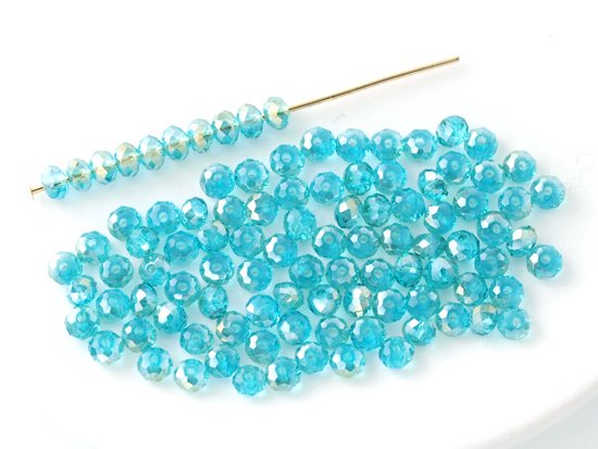blue zircon green shadow facet rondell spacer beads 3mm