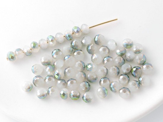 metal green coat white facet rondell spacer beads 4mm