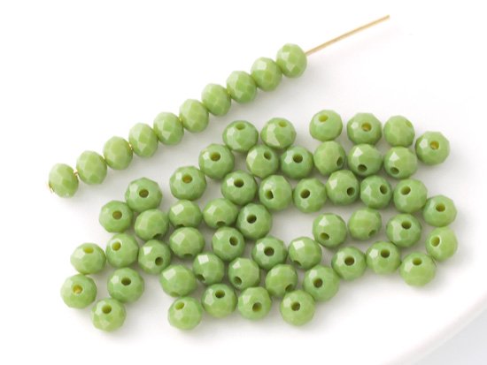 khaki green facet rondell spacer beads 4mm