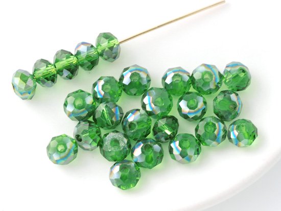 green facet rondell spacer beads 4.5x6mm