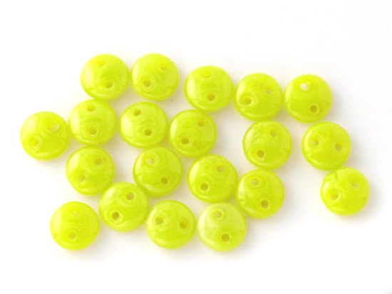 yellow green 2hole beads 3x6mm
