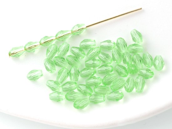light green tear drop cut beads 5x3.5mm
