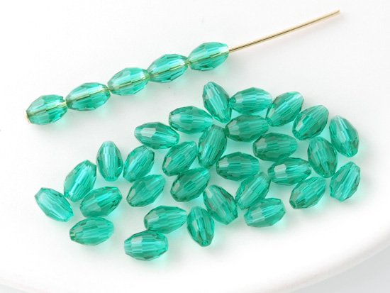blue green oval cut beads 6x4mm