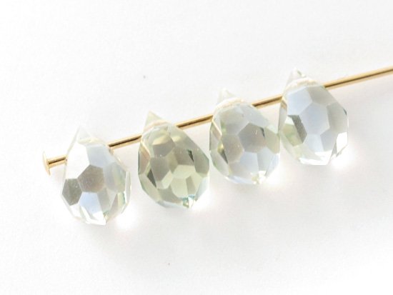 clear light green tear drop cut beads 10x6.5mm