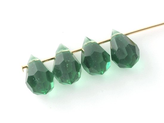 peacock green tear drop cut beads 10x6.5mm