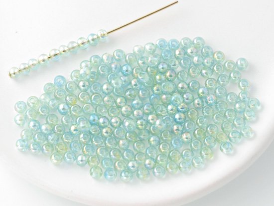 vintage blue green AB round beads 2.5mm