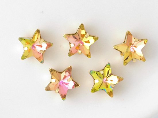 vitreil rose green star glass with setting 8x6mm