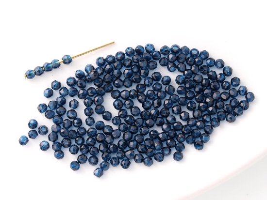 navy round cut beads 2mm