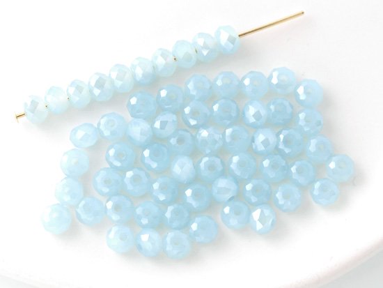 light milky blue facet rondell spacer beads 4mm