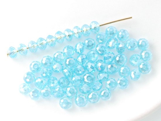 light blue facet rondell spacer beads 4mm