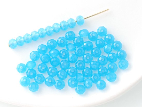 milky sky blue facet rondell spacer beads 4mm