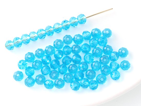 sky blue facet rondell spacer beads 4mm