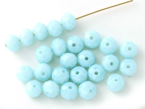 milky blue facet rondell spacer beads 4.5x6mm