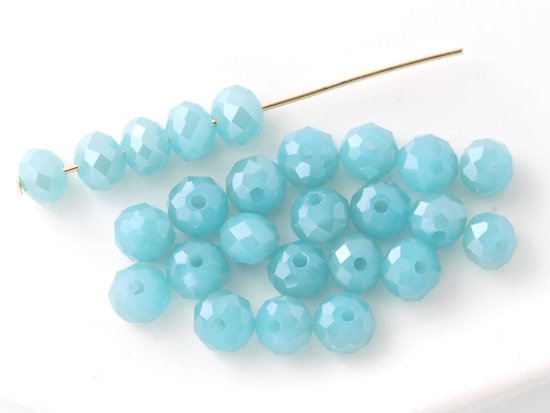 milky blue shadow facet rondell spacer beads 4.5x6mm