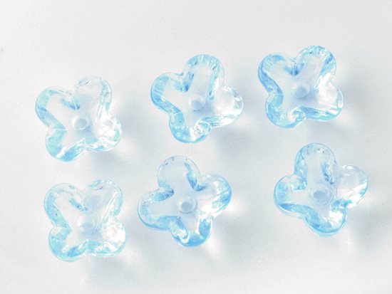 light blue 4petal flower beads 8x4mm