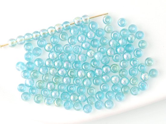 vintage aqua blue round beads 4mm