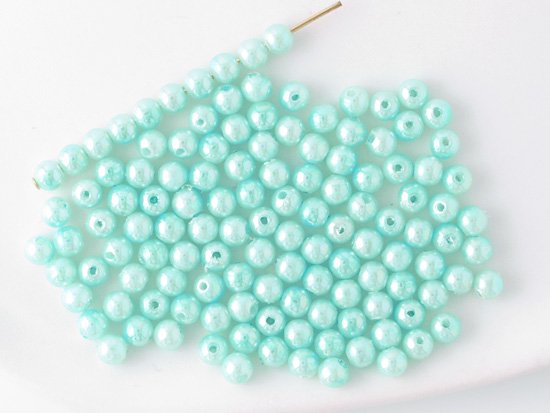 vintage light pearl blue round beads 4mm