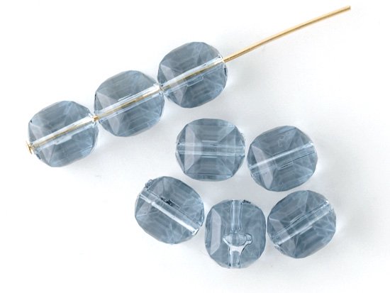 clear deep blue cube beads 9mm