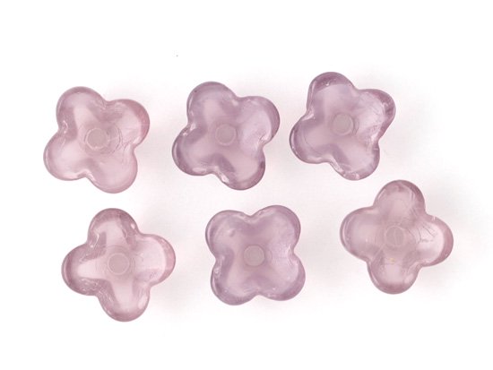 milky purple 4petal flower beads 8x4mm