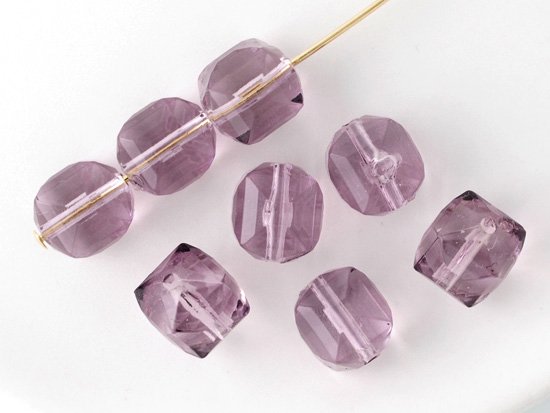 clear blue purple cube beads 9mm