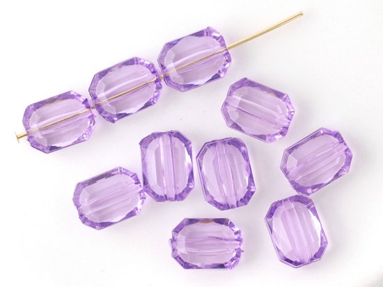 clear purple rectangle cut beads 11x8mm